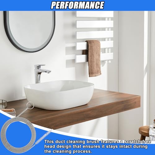 61 Inch Flexible Long Drain Brush, Nylon Stainless Steel Flexible Feeding Tube Cleaning Brush, Elastic Slim Hose Pipe Brushes Auto Sunroof Drain Hole Cleaning Tool for Car Home Fridge (White) - color: White