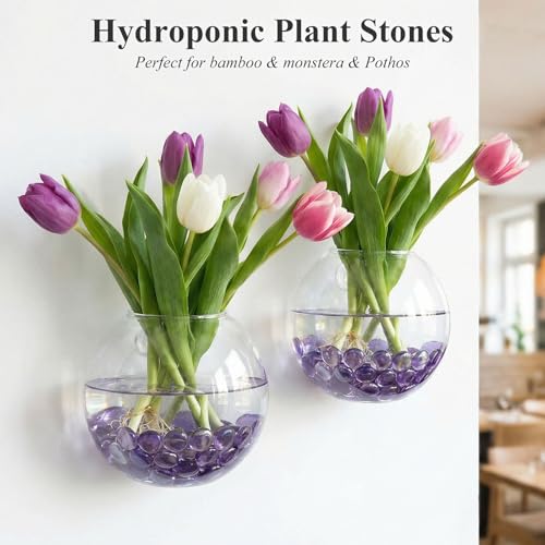 DomeStar 1LB Flat Glass Marbles, Purple Decorative Marbles for Vases Aquarium Pebbles Fish Tank Rocks Vase Fillers DIY Crafts Table Scatter Decor - color: Purple