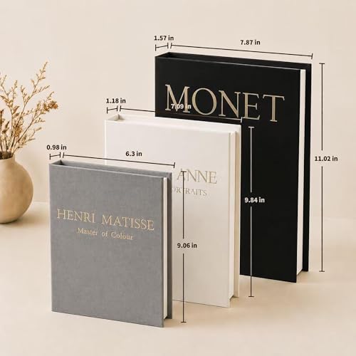 Decorative Books for Home Decor,Set of 3 Aesthetic Faux Books with Storage Box,Linen Fake Books for Coffee Table,Bookshelf & Mantle Decor,Modern Decorative Book Set(Dark blue) - color: Dark Blue