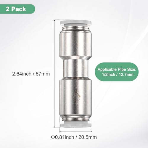M METERXITY 1/2" OD Check Valve, Nickel Plated Brass Push to Connect Fitting One Way Check Valve for Tire Pump/Aquarium Air Pump/Gas Pipeline, Quick Release Fitting [Silver Grey]