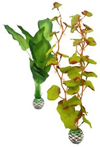 biOrb Medium Green Silk Plant Set, Colorful and Durable Aquarium Decorations - color: Green/Green, size: Medium