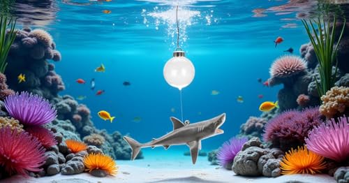 Floating Shark Ornament - Adjustable Aquarium Shark Animal Decor | Aquarium Floating Shark Ornaments Thematic Ornaments Suitable for Aquarium All Kinds of Fish Tank and Home Aquarium Accessories