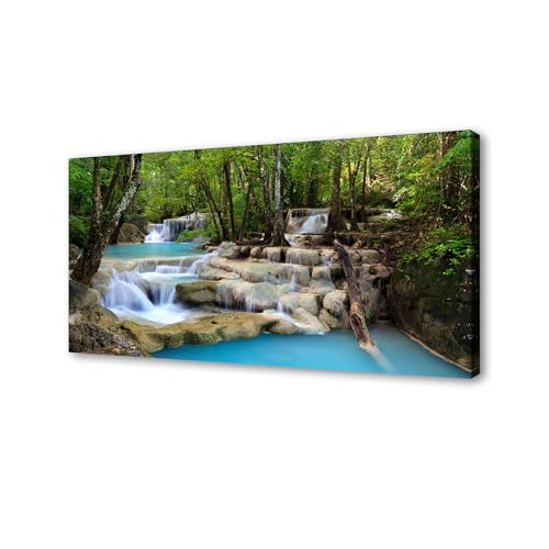 Cao Gen Decor Art S01598 1 Panels Wall Art Tropical Beautiful Waterfall Prints Light Green Forest Natural Picture Canvas Paintings Scenery Spring Summer Landscape for Home Wall Decor Artwork - color: waterfall-B, size: 71L" x 36W"