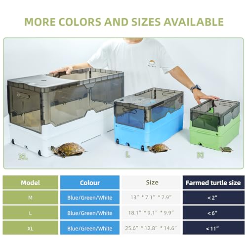 18.1x9.9x9.1Turtle Tank Kit with Heat Lamp Filter and Wheels Aquatic Turtle Habitat and Aquarium for Small Turtles Hermit Crabs and Frogs Featuring Escape Proof Design and Easy Move Mobility Green - color: Green, size: 18.1x9.9x9.1 Inch