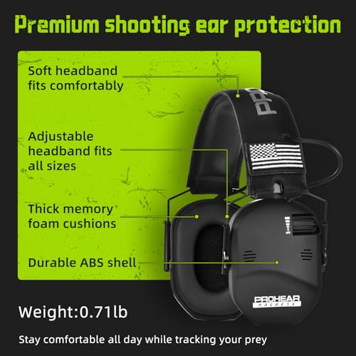PROHEAR 022 Electronic Ear Protection for Shooting & Hunting - 29dB SNR Noise Reduction, 4 Omnidirectional Microphones - color: Electronic Ear Protection-black