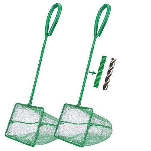 2 Pcs Aquarium Fish Net, 4 inches Fine Mesh Quick Catch Fish Net for Fish Tank Betta Fishing Net - color: Green, size: 4" (2-Pack)