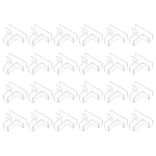 uxcell 24Pcs Plastic Glass Connector, Suitable for 12mm Thick t Shaped Glass to Glass Clamp, Fixing Bracket Rimless Clip Holder for Aquarium Fish Tank Display Shelves, Transparent - color: Transparent, size: 12 mm