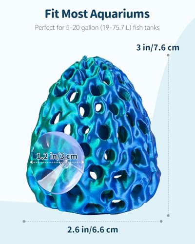 Uniclife Shrimp Cave, Shrimp Hides for Aquarium, Realistic Plastic Aquarium Coral Rock Decorations with Suction Cup, Betta Hideout Tank Accessories for Fish Tank Decor, Blue-to-Green Gradient - color: Blue-to-green Gradient