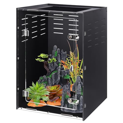 16" x 16" x 24" PVC Reptile Enclosure, Front Opening Arboreal Terrarium for Adult Geckos & Tropical Reptiles, Insulated Lightweight Tank with Screen Top & Secure Lock - size: 16"16"24"