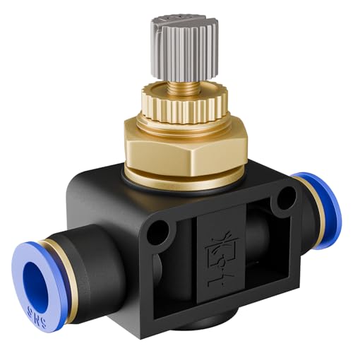 SNS Union Straight Speed Controller - 1/4" Tube OD Air Flow Control Valve with Push-to-Connect Fitting（10 PCS） SPA1/4 - size: SPA1/4