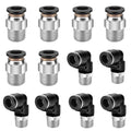 12 Pcs Push to Connect Fittings 5/16 Inch Tube OD x 1/4 Inch NPT Thread Pneumatic Male Straight and Elbow Quick Connect Air line fittings - size: 5/16"OD x 1/4"NPT