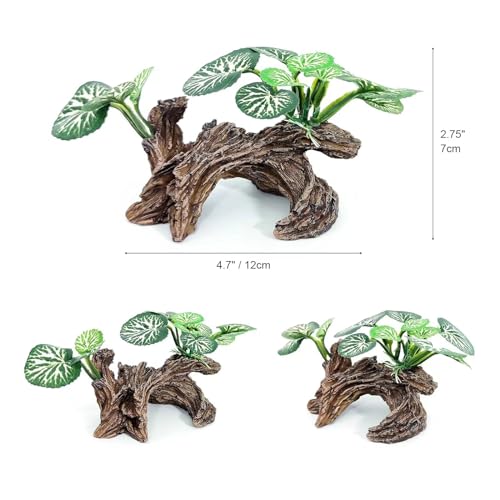 Fish Tank Decorations Aquarium Ornaments 3pcs Betta Silk Leaf Plants Artificial Driftwood Cave Aquarium Plants Accessories - color: E-3pcs Set/Green