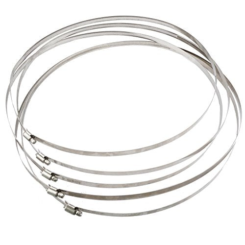 5 Pcs 15.7inch/400mm(Hoop diameter Max) Stainless Hoop Steel Hose Clips Duct Clamps Adjustable Worm Drive Hose Clamp For Inline Duct Fan Hydroponic Duct Hoop
