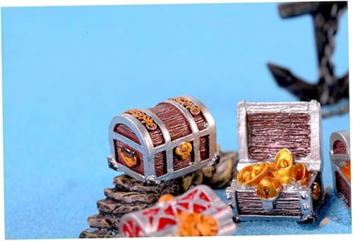 Pirate-Themed Mini Treasure Chest Aquarium Decor - Pearlescent Fish Tank Accessories for Small Aquariums, Goldfish Tank Decorations, Pool Tank Makeup, Fun Air Decor, 3Pcs Random Creative Aquascaping