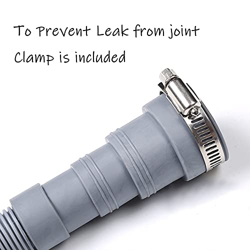 HLMOptimo 6 Feet Universal Washing Machine Drain Hose Flexible Dishwasher Drain Hose Extension Kits Corrugated Washer w/ 2 Clamps 1 adapter 1 U-Bend Holder - size: 6 Feet