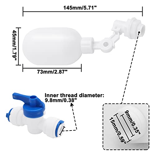 Electronic Float Ball Valve, Water Purifiers Float Valve Kit for Water tank Aquaculture Water Level Control (Included: 10M 3/8 inch PE Pipe+Hose Cutter+Float Valve+Ball Valve) - style: Electronic