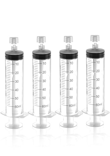 Luer Lock Syringe 60ml - Sterile Disposable Syringes without Needles (10 Pack), Individual Sealed Packaging - size: 60ml