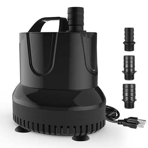 Simple Deluxe 1056GPH Submersible Water Fountain Pump, (4000L/H, 85W) Quick Water Change Aquarium Pump, 13ft High Lift, for Fish Tank, Pond, Hydroponics, Black - size: 1056 GPH (New Model)