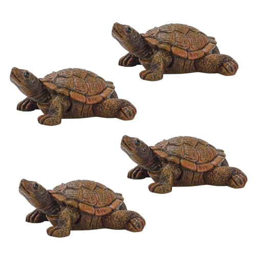 4pcs Mini Turtle Statue Simulation Resin Tortoise Figurines Cute Small Beach Sea Turtles Decorative Indoor Outdoor Realistic Ornaments for Garden Lawn Pond Aquarium Fish Tank - style: Turtle