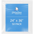 iMailer- 24" x 36" 50 Pack- 2 Mil Resealable Zip Bags- Clear Plastic Bags with Zip Top Lock for Storage, Organizing, Crafts, Travel - size: 24" x 36" 50 Pack