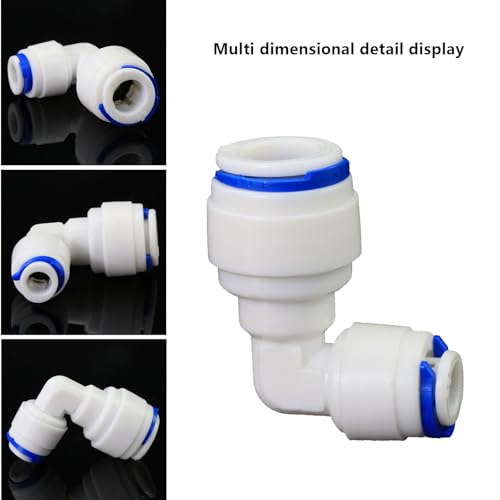 1/4" x 3/8" Push-Fit Elbow for RO System, 5 Pcs | Quick bend plastic elbow connects 1/4" to 3/8" FPT for reverse osmosis RO DIY water filters & purification systems. - style: 1/4 turn 3/8 quick connect elbow