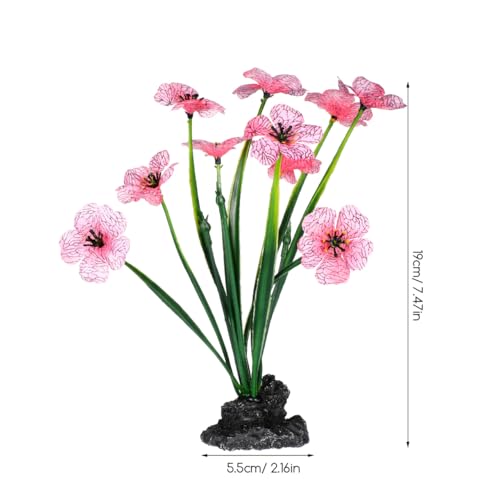 SEWACC 2pcs Aquarium Plants Fish Tank Decoration Artificial Plastic Plants Small Purple Pink Fish Tank Accessories for Desktop Household Aquarium Supplies