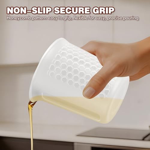 Silicone Measuring Cups Set 125ml + 250ml + 500ml for Cooking Reusable Baking Supplies Silicone Flexible Melting Measure Cup for Butter, Chocolate - color: 125ml+250ml+500ml