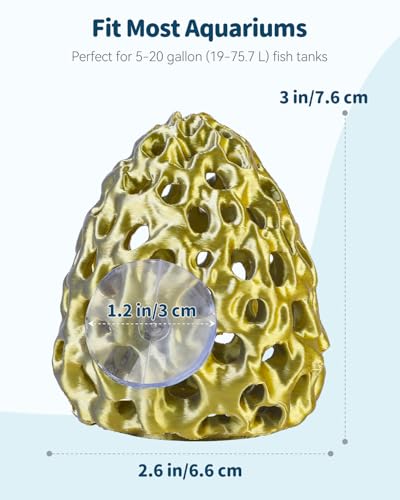 Uniclife Shrimp Cave, Shrimp Hides for Aquarium, Realistic Plastic Aquarium Coral Rock Decorations with Suction Cup, Betta Hideout Tank Accessories for Fish Tank Decor, Gold-to-Silver Gradient - color: Gold-to-silver Gradient