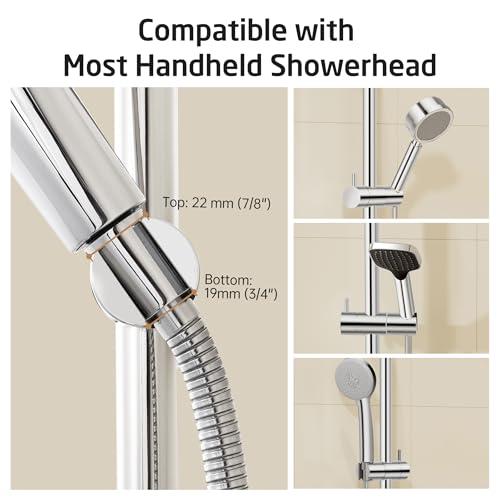 KES No Drill 30-Inch Shower Slide Bar with Adjustable Handheld Shower Head Holder, Self Adhesive, Universal Fit, SUS304 Polished Stainless Steel Drill-Free for Bathroom, F209S78DF-PS - color: Polished Finish, style: 30.7-Inch+Self-adhesive Mounted