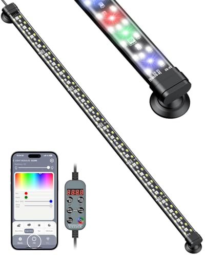 Pawfly Aquarium Light with Bluetooth for Plants, 12W 24 inch Full Spectrum Fish Tank Light for 24-44 inch Fish Tanks, Submersible LED Lights with App Control, Timer Modes & Adjustable Brightness - color: Pro, size: 24 Inch for 24 to 44 Inch Tank