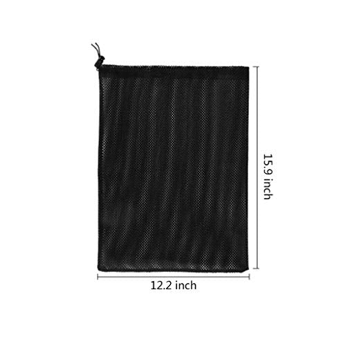 EQINI 2 Pack Pump Barrier Bag, 12.2"*15.9" with Drawstring Pond Mesh Pump Filter Bag for Pond biofilters Aquarium Filtration and Outdoor Swimming Pool Black Media Bags