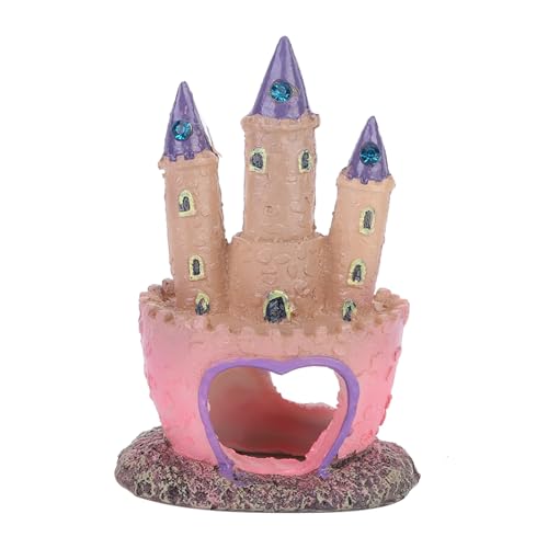 Resin Cartoon Castle Shape Ornaments Landscape Decoration for Aquarium Fish Reptiles Tank Made of Quality Resin Material Durable and Safe for Fish Tank Aquarium Reptile Box