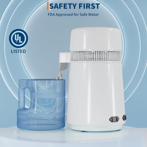 4L Countertop Water Distiller, 110V 750W Distilled Water Maker Machine, Stainless Steel Housing, Plastic Container, for Home Office Lab Aquarium, White - color: White, size: 4l Plastic Pitcher