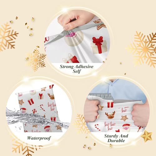 Fuxury Christmas Poly Mailers 10x13 Inch 50Pcs,Shipping Bags for Clothing,Strong Adhesive Shipping Envelopes for Small Business, Self Seal Poly Bag Mailing Envelopes White Santa Gift Decor - color: White Christmas Santa, size: 10x13'' 50pcs