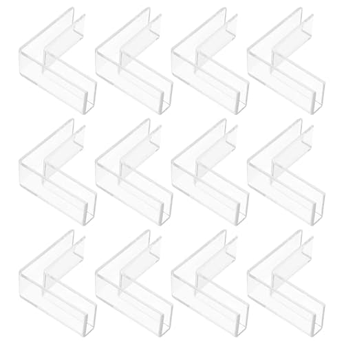 uxcell 12Pcs Plastic Glass Connector, Suitable for 6mm Thick l Shaped Glass to Glass Clamp, Fixing Bracket Rimless Clip Holder for Aquarium Fish Tank Display Shelves, Transparent - color: Transparent, size: 6mm