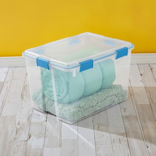 Sterilite 4-Pack Gasket Box, Weather-Resistant Storage Bins with Latching Lids, 80 Quart - Heavy-Duty Organizing Containers for Closet, Bathroom, and Office - size: 80 Quart, style: 4 Pack