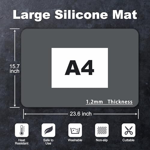Silicone Mat for Kitchen Counter, Silicone Mat Trimable to Size (Dark Gray, 23.6×15.7inch-2PCS), BPA-Free Silicone Placemat, Heat-Resistant NonSlip Table Mat for Air Fryer, Countertop Protector Mat - color: Dark Gray, size: (L - 23.6''x 15.7‘’x 0.05'')