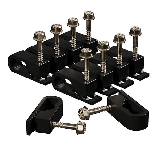 THE CIMPLE CO Dual Cable Clips with Screws - 1/2 Inch Coaxial Cable Clamps Outdoor - Exterior Cord Management for Coax, CAT Ethernet, Electrical Wire - Screw Clamps for Wires on Wall - 100 PCS, Black - size: 100 Pack
