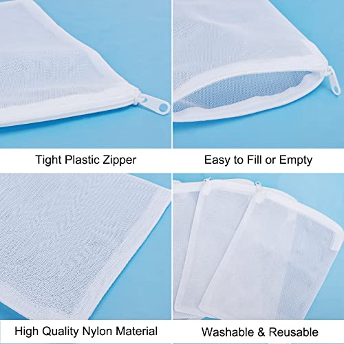 Segarty Filter Media Bags, 10 Pack 0.5mm Fine Mesh 7.7 x 6 Inch White Reusable Nylon Aquarium Net Bags with Plastic Zipper for Activated Carbon, Ceramic Rings, Bio Balls, Charcoal, Fish Tank - color: fine mesh（white）, size: 7.7" x 6"