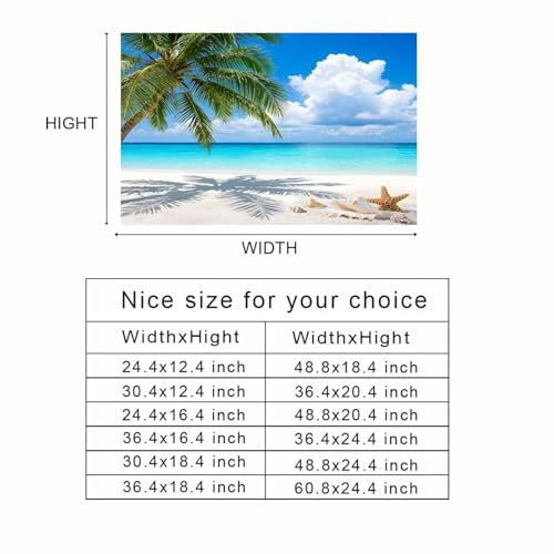 Summer Beach Aquarium Background 18x30 Inch Self-Adhesive Fish Tank Decorations, Tropical Coastal Palm Tree Starfish Conch Decorative Fish Tank Background Polyester Aquarium Decor Poster - size: 18x30in