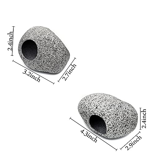Aquarium Decorations Rock, Ceramic Shelters - Shrimp Habitat, Breeding Tube, Hiding cave, Stackable Fish Tank Decor Cave for Hiding, Betta Fish (J001+J002)