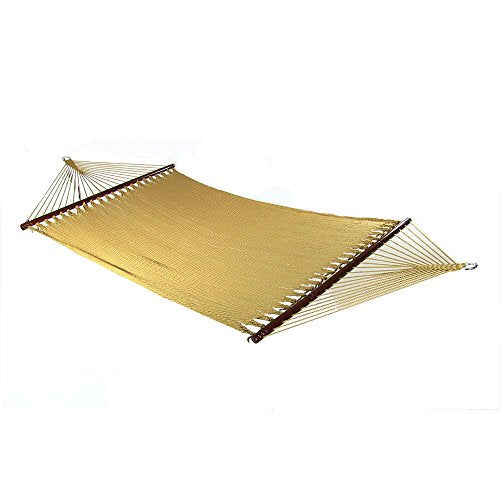 Sunnydaze Soft-Spun Polyester Rope Double Hammock for Outside - 600-Pound Weight Capacity Extra Large Hammock - Tan - color: Tan