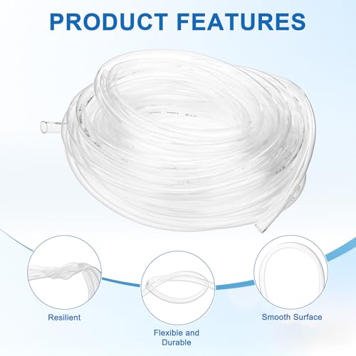 M METERXITY Vinyl Tubing 10mm ID x 12mm OD 50ft Flexible Plastic Tube with 2 Hose Ties, Lightweight Hybrid PVC Hose for Water Gardening/Airline/Aquarium Tubing [Clear] - size: 10mm ID x 50ft