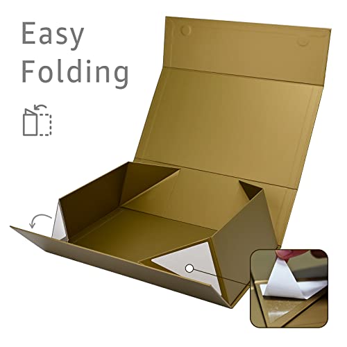 LIFELUM Magnetic Gift Boxes 5 Pack 13.85 x 8.35 x 4.45 inch Rectangle Collapsible Boxes with Lids and Ribbon,Card,Shredded Paper Filler Gift Boxes for Presents，Christmas,Birthdays - color: Cyan Gold, size: 1 count (Pack of 5)