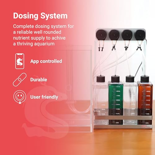 Chihiros Dosing Pump System - 4-Channel Automatic Aquarium Doser with Smart App Operation for Precision Nutrient Delivery, 4 Dosing Containers, Holder & Tubing for Reef Tank & Freshwater Setups