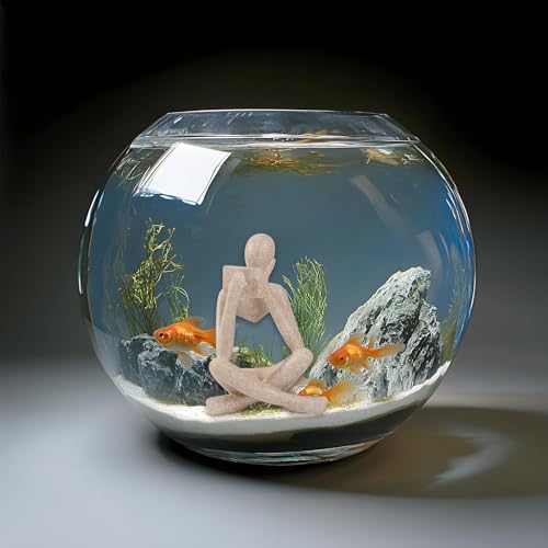 Fish Aquarium Decor Ornaments Sandstone Minimalist Resin Thinker Statue Fish Tank Decorations Small Accessories Abstract Home Decor Fish Toy for Betta Cichlid Goldfish Shrimps Hermit Crabs Turtle - color: Right Thinking Read Book