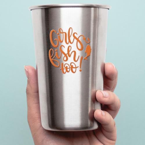 Decal Stickers of Girls Fish Too (Pastel Orange) (Set of 2) Premium Waterproof Decal Stickers for Laptop Smartphone Car Dirt Bike Wall Room Mason Jar Bathtub Door Skateboard - BICVER1c33530PO0124 - color: Pastel Orange, size: 2.8'' x 3.1''