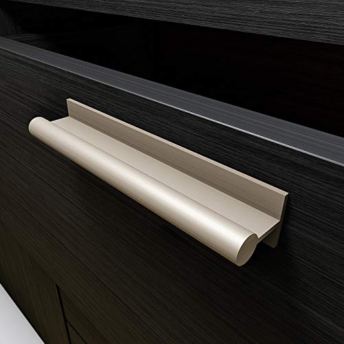 HRX Self-Adhesive Edge Fingerpull Door Handle - Easy to Install Screwless Peel and Stick on Glass, Wood, Metal, Plastic - Sliding Doors Knob for Kitchen Fronts, Drawers & Dressers Panels - 2 Pack - color: Champagne
