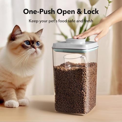 Ankou Dog Food Storage Container with 130ml Scoop – 4L/4.2qt Airtight Dog Food Container for Kibble & Treats, BPA-Free Cat Food Storage Container, Stackable Pop Lid Plastic Container with Lid - color: 4.2Qt