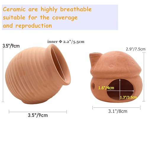 M2cbridge Natural Clay Pottery Ceramic Jar Vase Cichlid Small Fish Shrimp Aquarium Decor to Play Hide Breed Habitat (Red Clay, 2pcs) - color: Red Clay, 2pcs